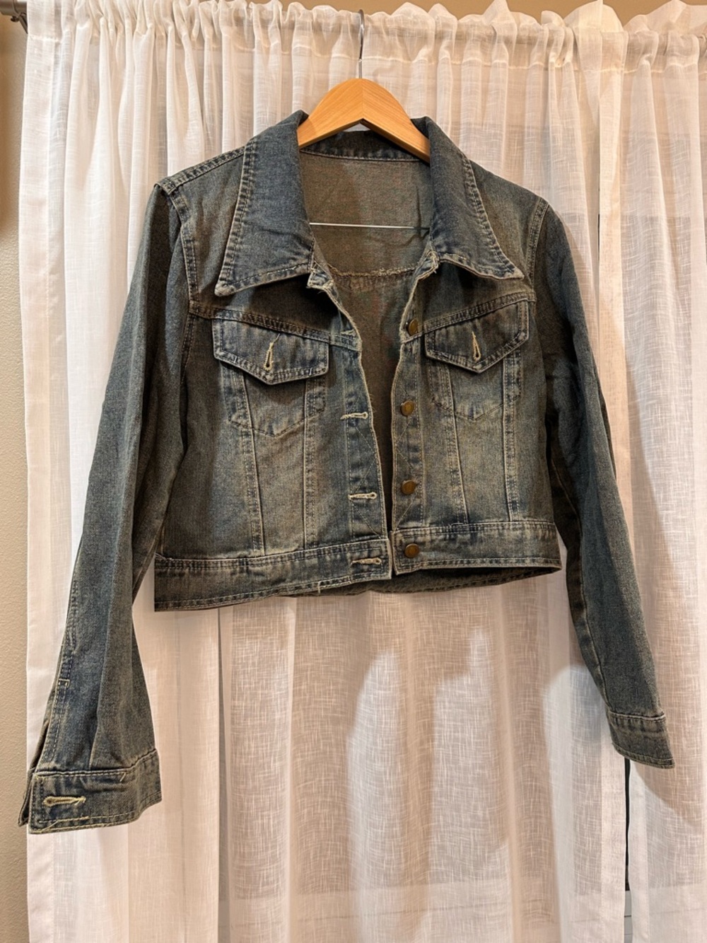 Cropped Blue Denim Jacket - Women's